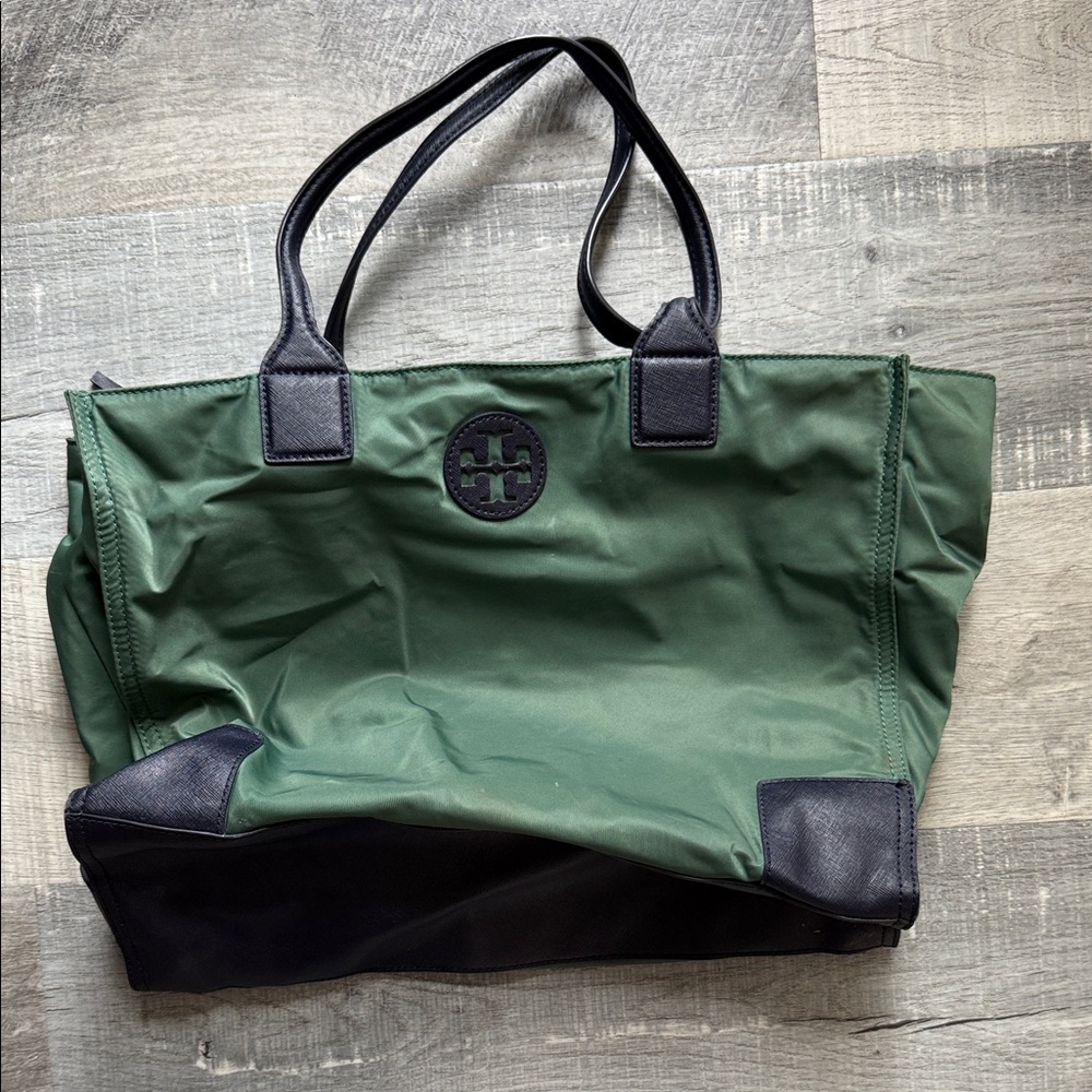 Tory Burch Green and Black Tote Bag